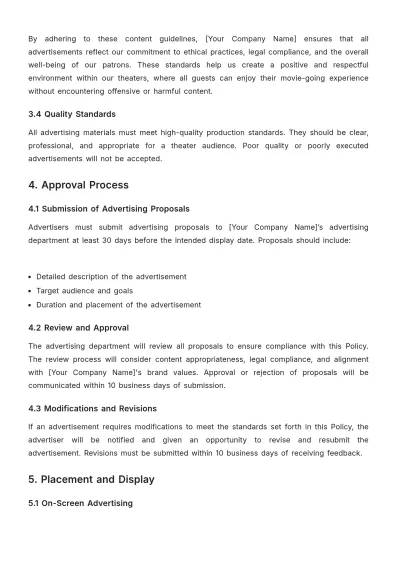 Free Movie Theater Advertising Policy Template to Edit Online