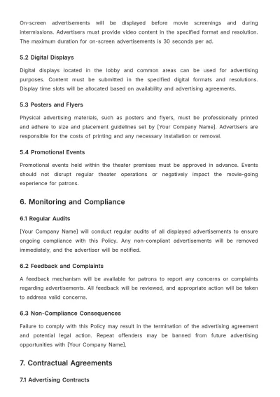 Free Movie Theater Advertising Policy Template to Edit Online