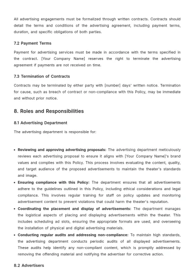 Free Movie Theater Advertising Policy Template to Edit Online