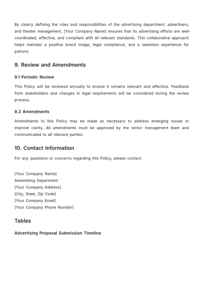 Free Movie Theater Advertising Policy Template to Edit Online