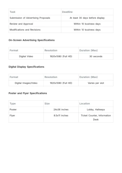 Free Movie Theater Advertising Policy Template to Edit Online