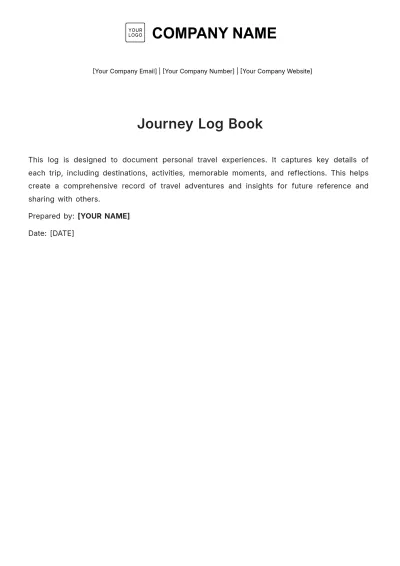 Free Journey Log Book Template to Edit Online