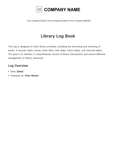 Free Library Log Book Template to Edit Online