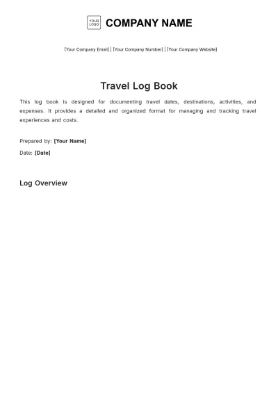 Free Travel Log Book Template to Edit Online