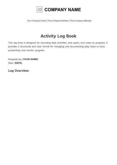 Free Activity Log Book Template to Edit Online