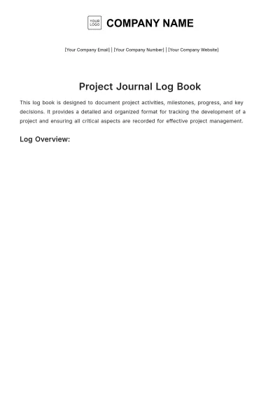 Free Project Journal Log Book Template to Edit Online