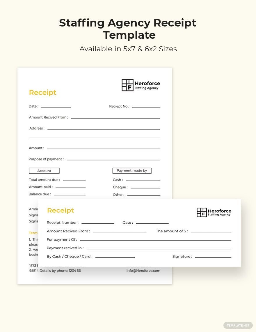 Staffing Agency Receipt Template