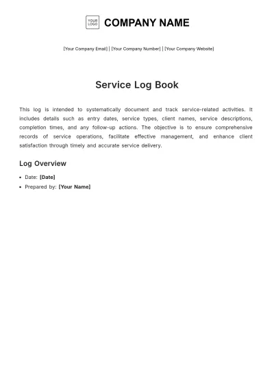 Free Service Log Book Template to Edit Online
