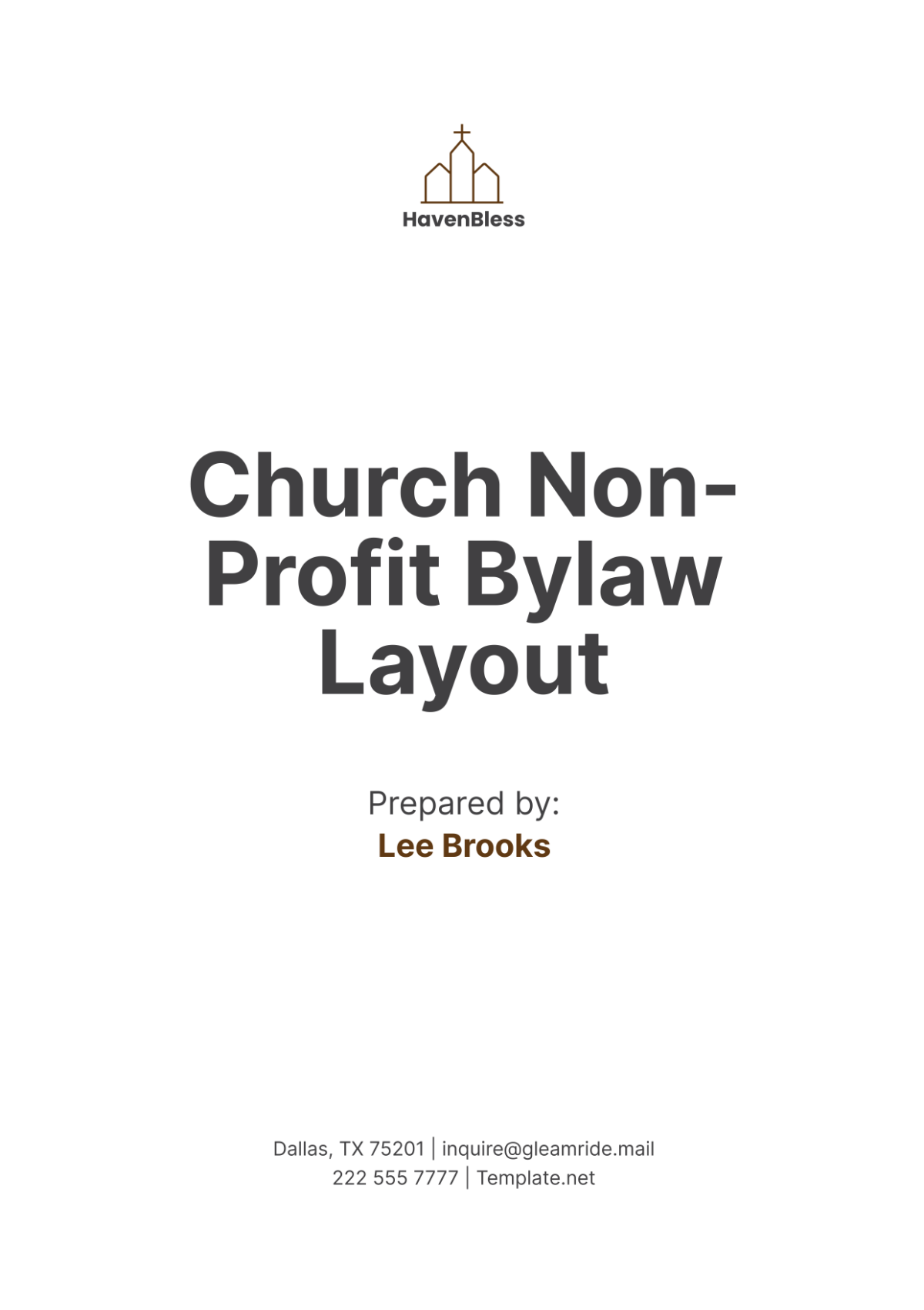 Church Non-Profit Bylaw Layout Template