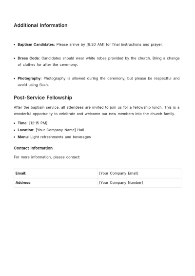 Free Professional Church Baptism Service Program Template to Edit Online