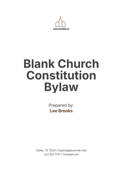 Free Blank Church Constitution Bylaw Template to Edit Online