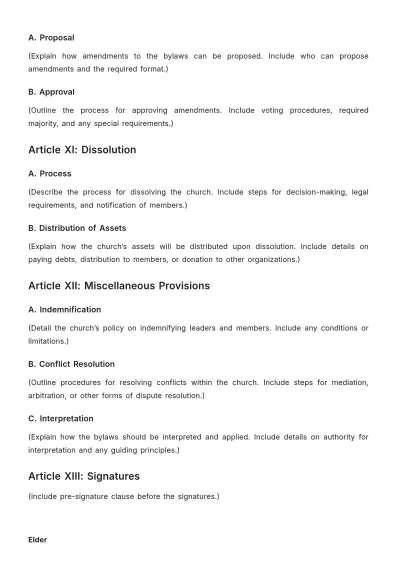 Free Blank Church Constitution Bylaw Template to Edit Online