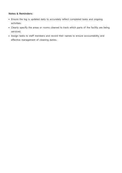 Free Cleaning Log Book Template to Edit Online