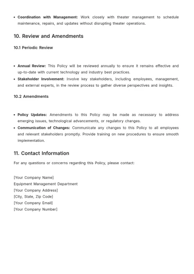 Free Movie Theater Equipment Usage Policy Template to Edit Online