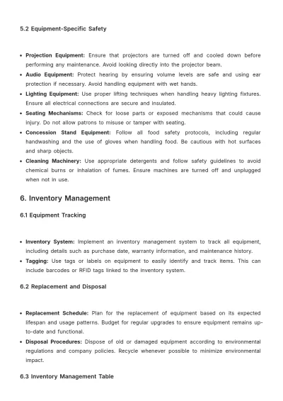 Free Movie Theater Equipment Usage Policy Template to Edit Online