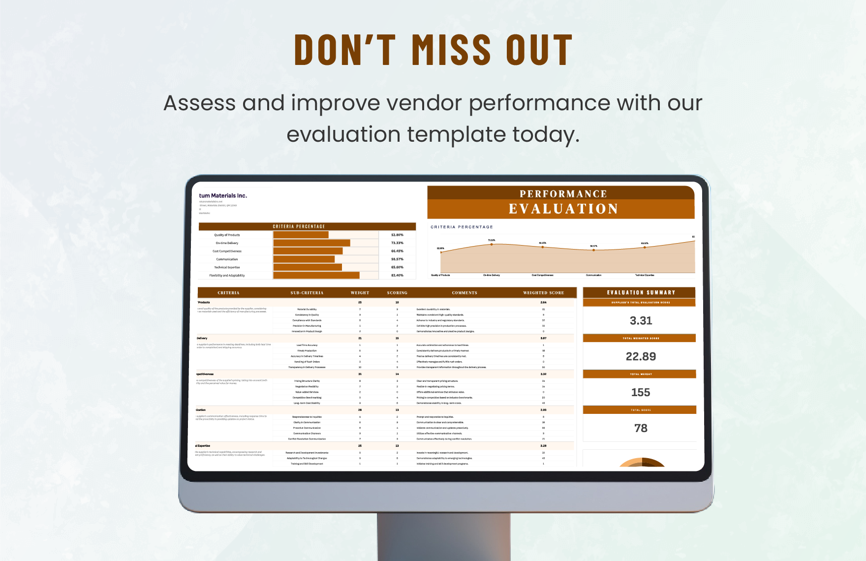 Administration Vendor Performance Evaluation Template