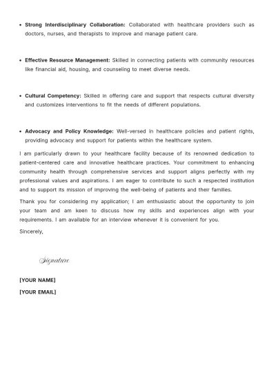 Free Medical Social Worker Cover Letter to Edit Online