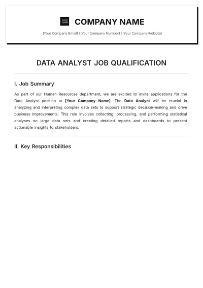 Free Data Analyst Job Qualifications Template to Edit Online