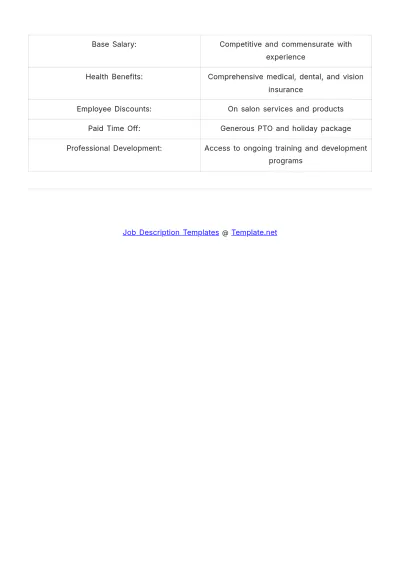 Free Beauty Salon Receptionist Job Description Template to Edit Online