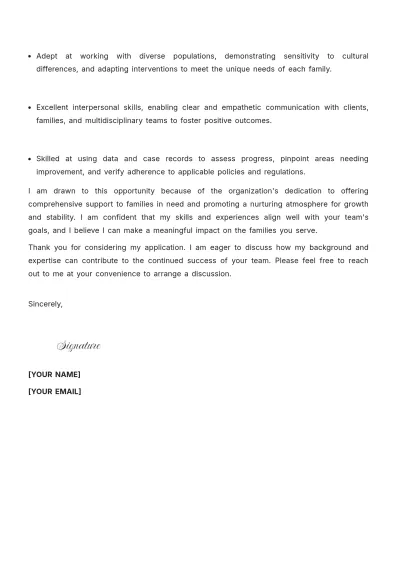 Free Family Social Worker Cover Letter to Edit Online