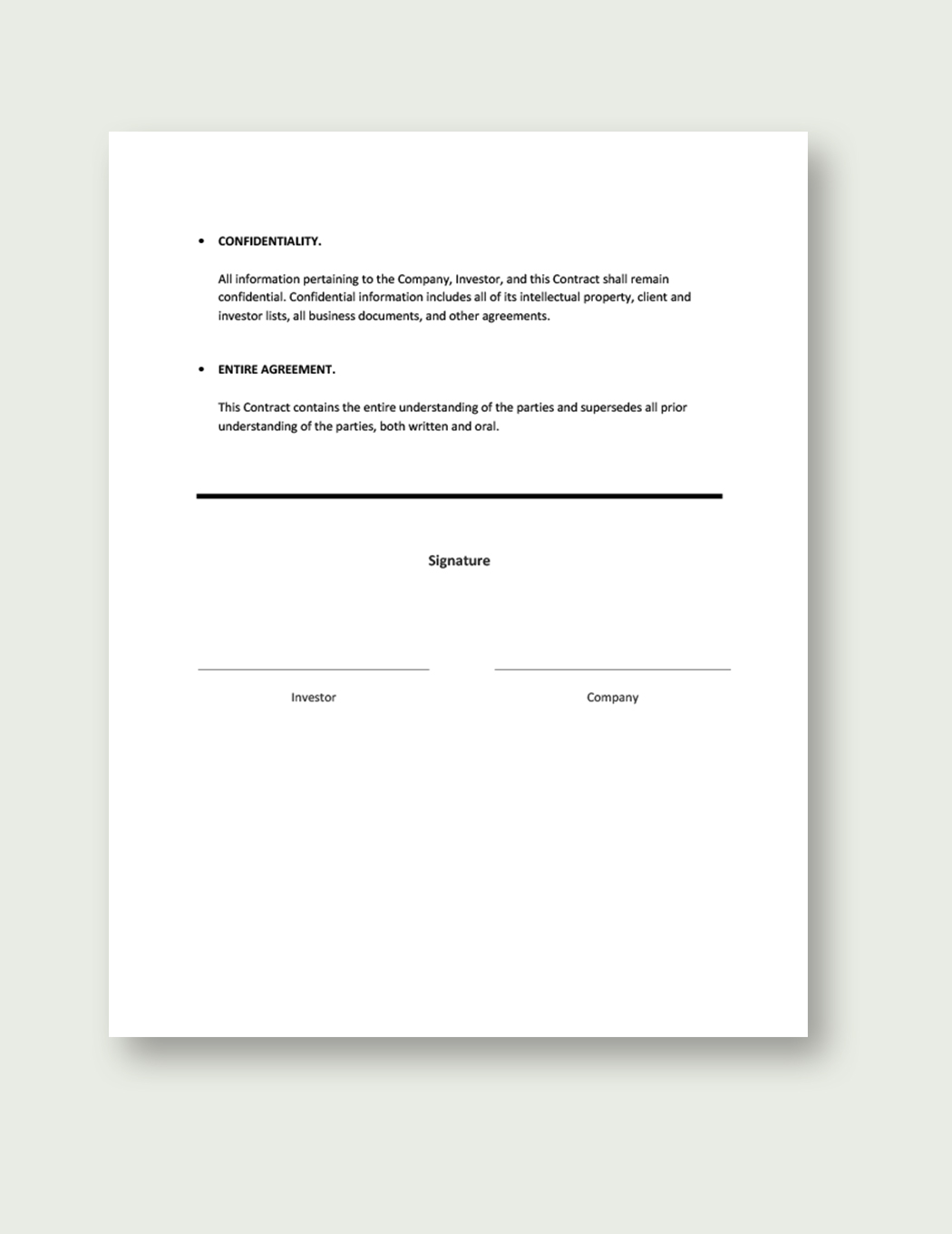 Sample Investment contract Download