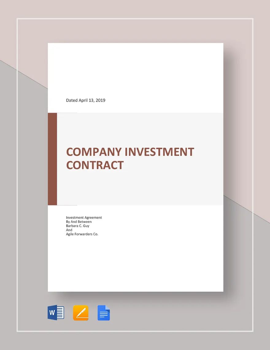 Company Investment contract Template