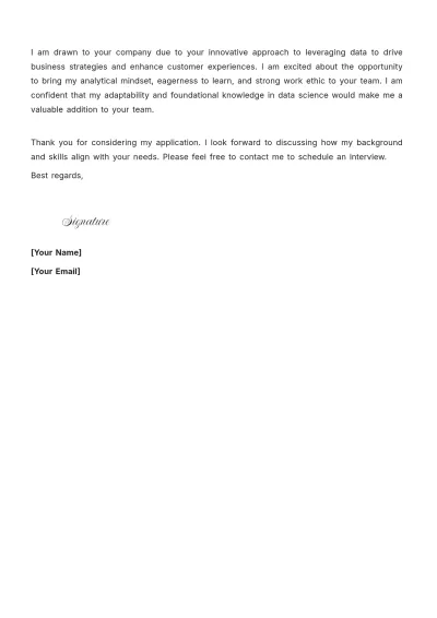Free Data Scientist Cover Letter with No Experience to Edit Online