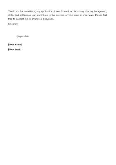Free Junior Data Scientist Cover Letter to Edit Online