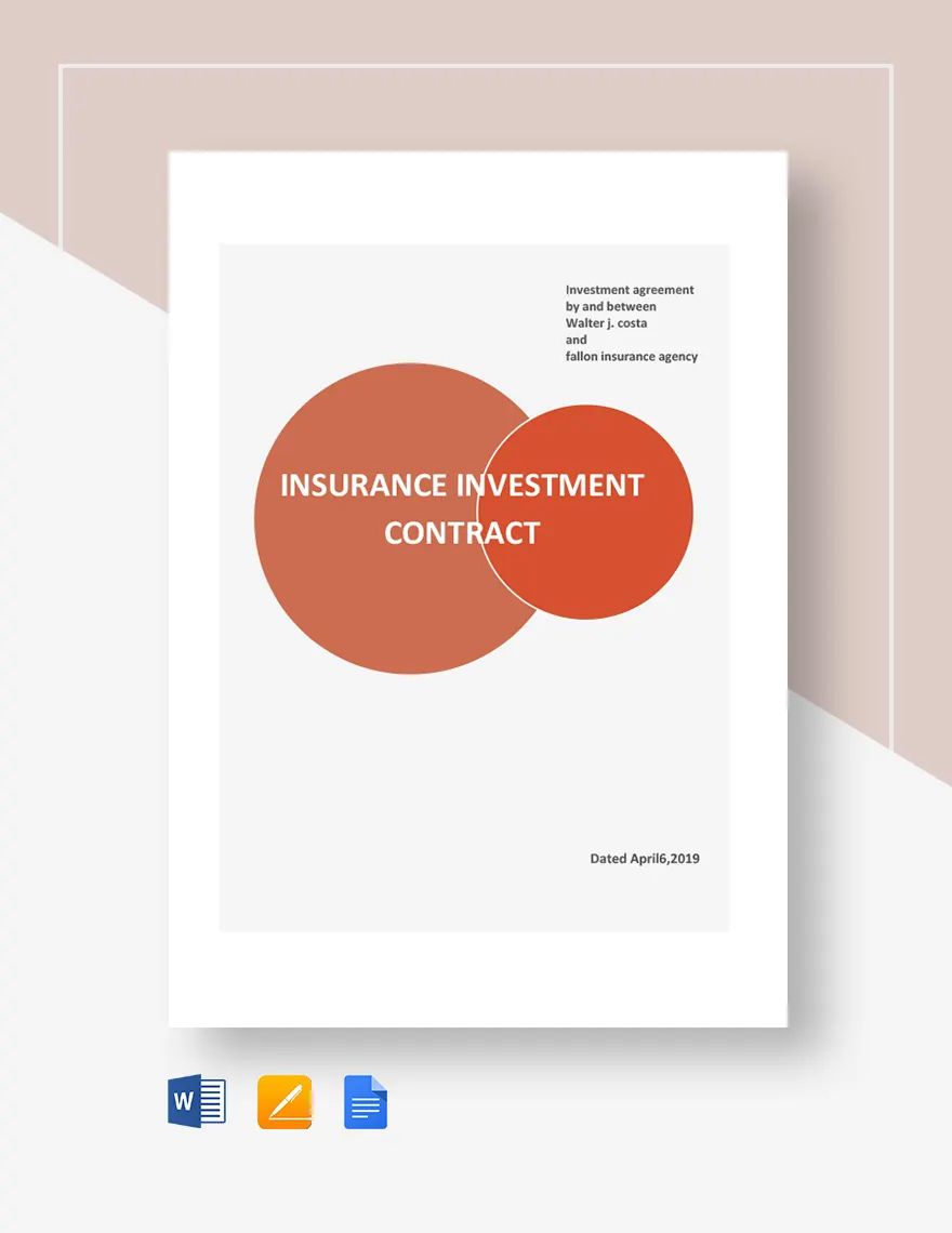 Insurance Investment contract Template