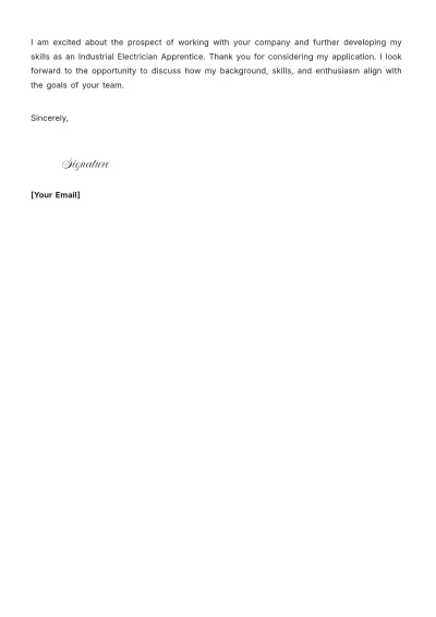 Free Industrial Electrician Apprentice Cover Letter to Edit Online