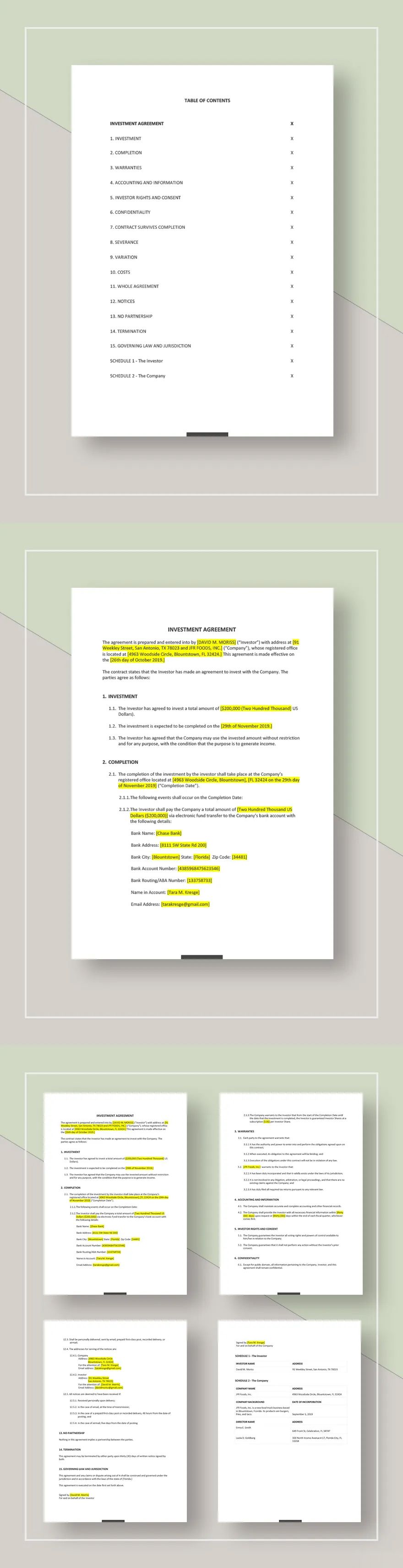 Capital Investment contract Template