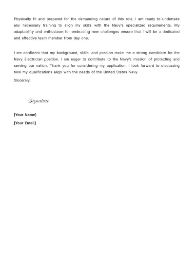 Free Navy Electrician Cover Letter to Edit Online