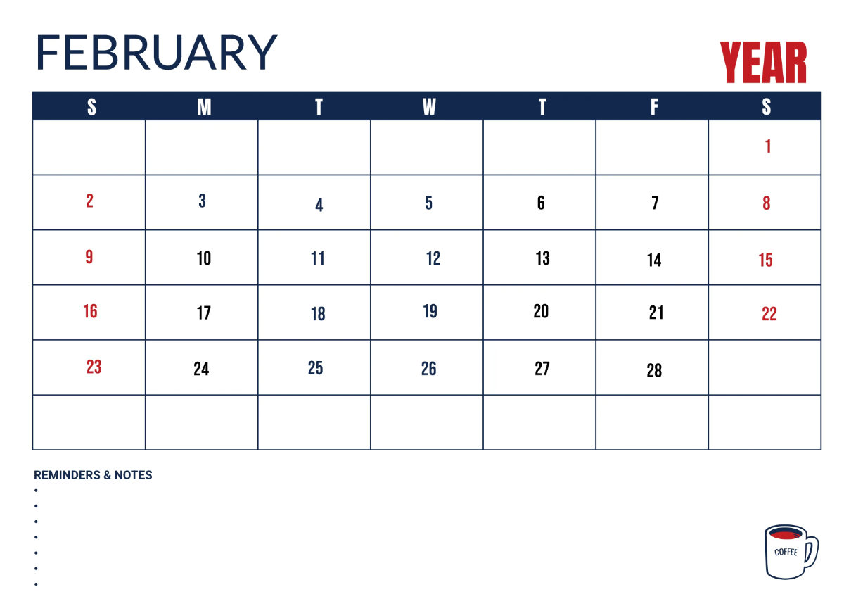 Free Cafe Marketing Desk Calendar Template to Edit Online
