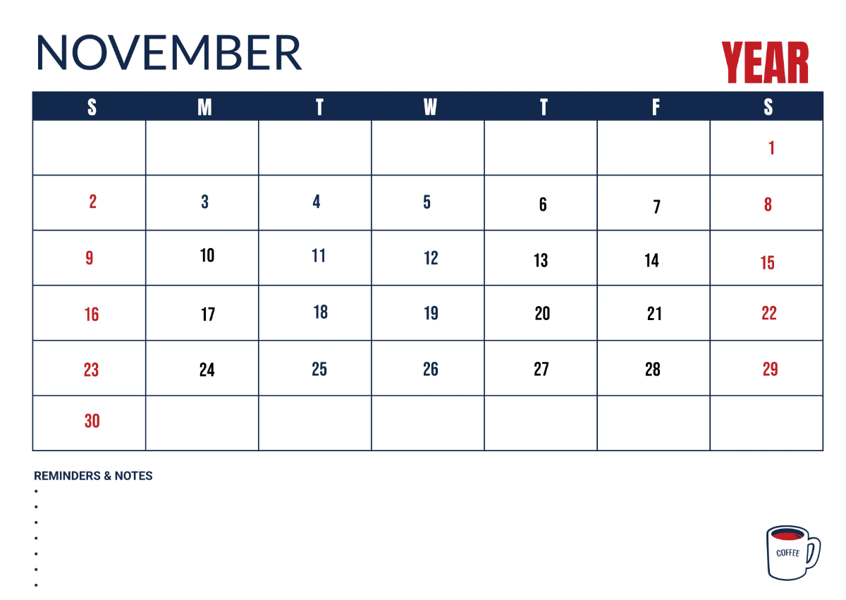 Free Cafe Marketing Desk Calendar Template to Edit Online
