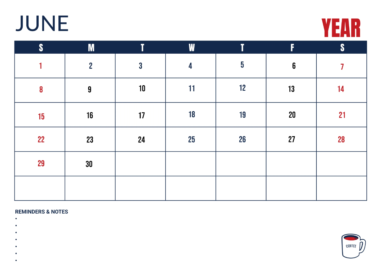 Free Cafe Marketing Desk Calendar Template to Edit Online