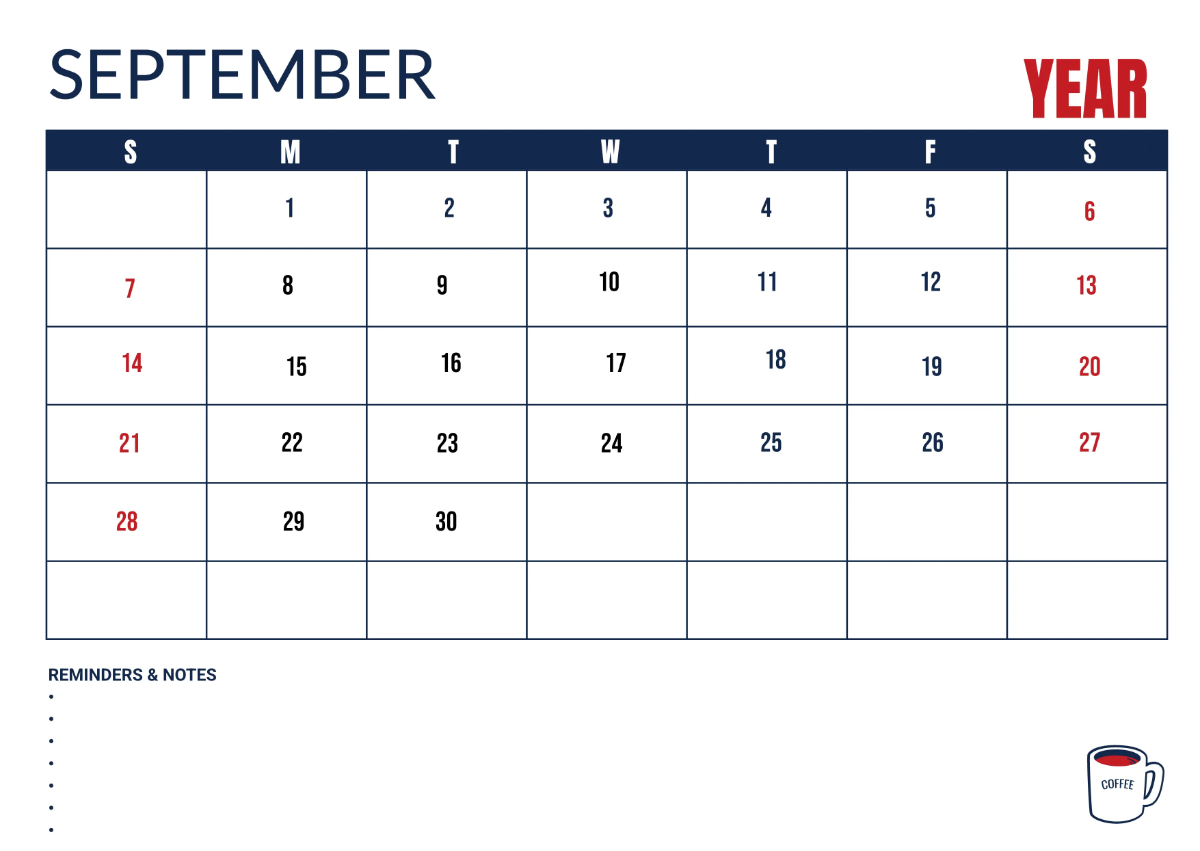 Free Cafe Marketing Desk Calendar Template to Edit Online