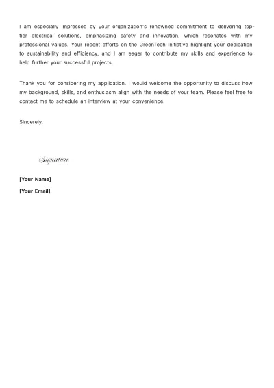 Free Building Electrician Cover Letter to Edit Online