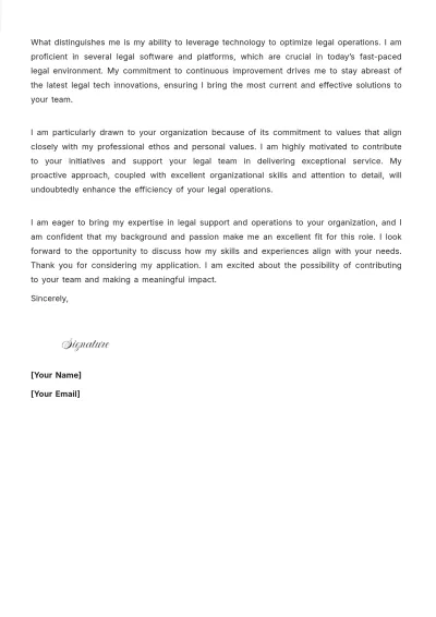 Free Legal Operations Assistant Cover Letter to Edit Online