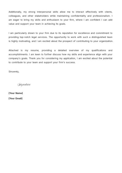 Free Legal Support Assistant Cover Letter to Edit Online
