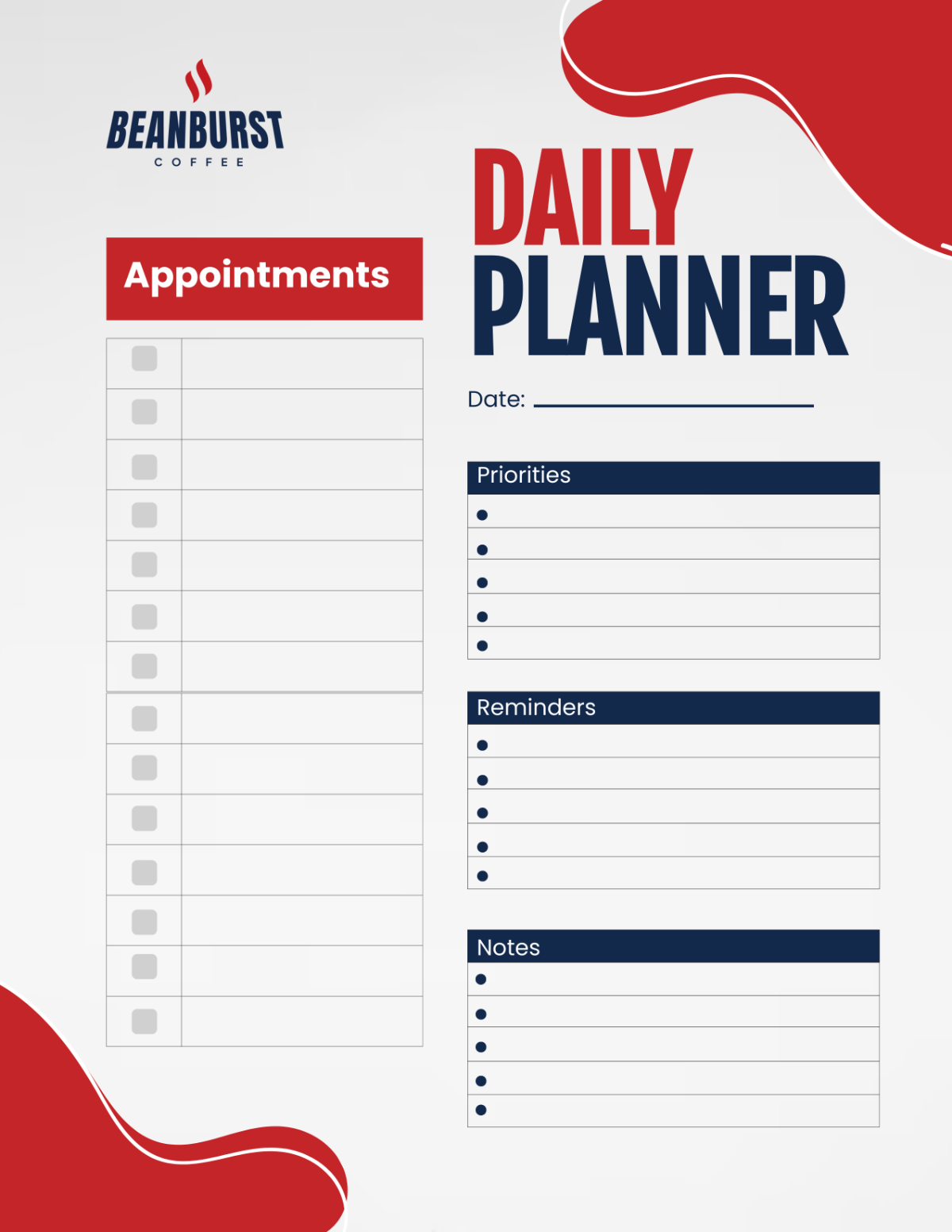 Cafe Daily Planner