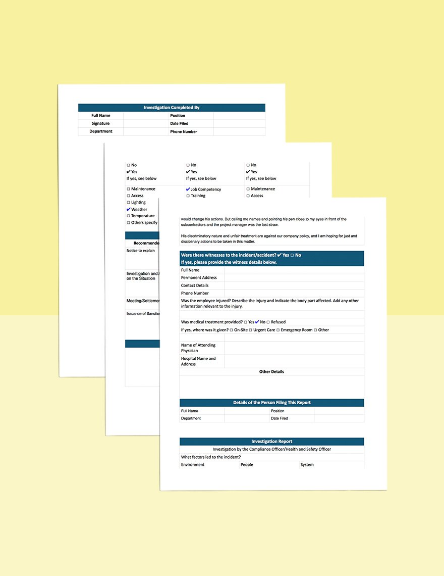 Workplace Harassment Incident Report Form Template