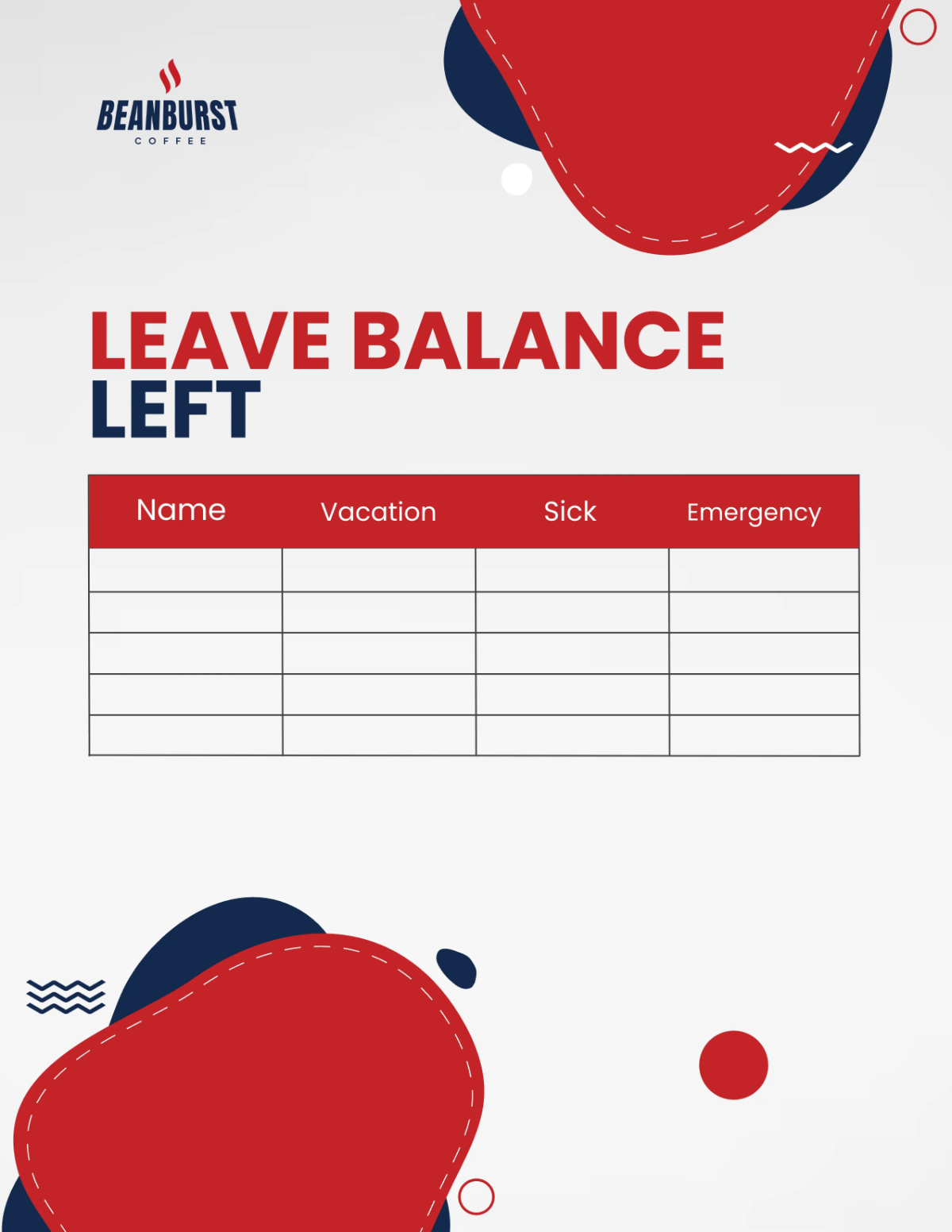 Free Cafe Leave Planner Template to Edit Online