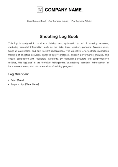 Free Shooting Log Book Template to Edit Online