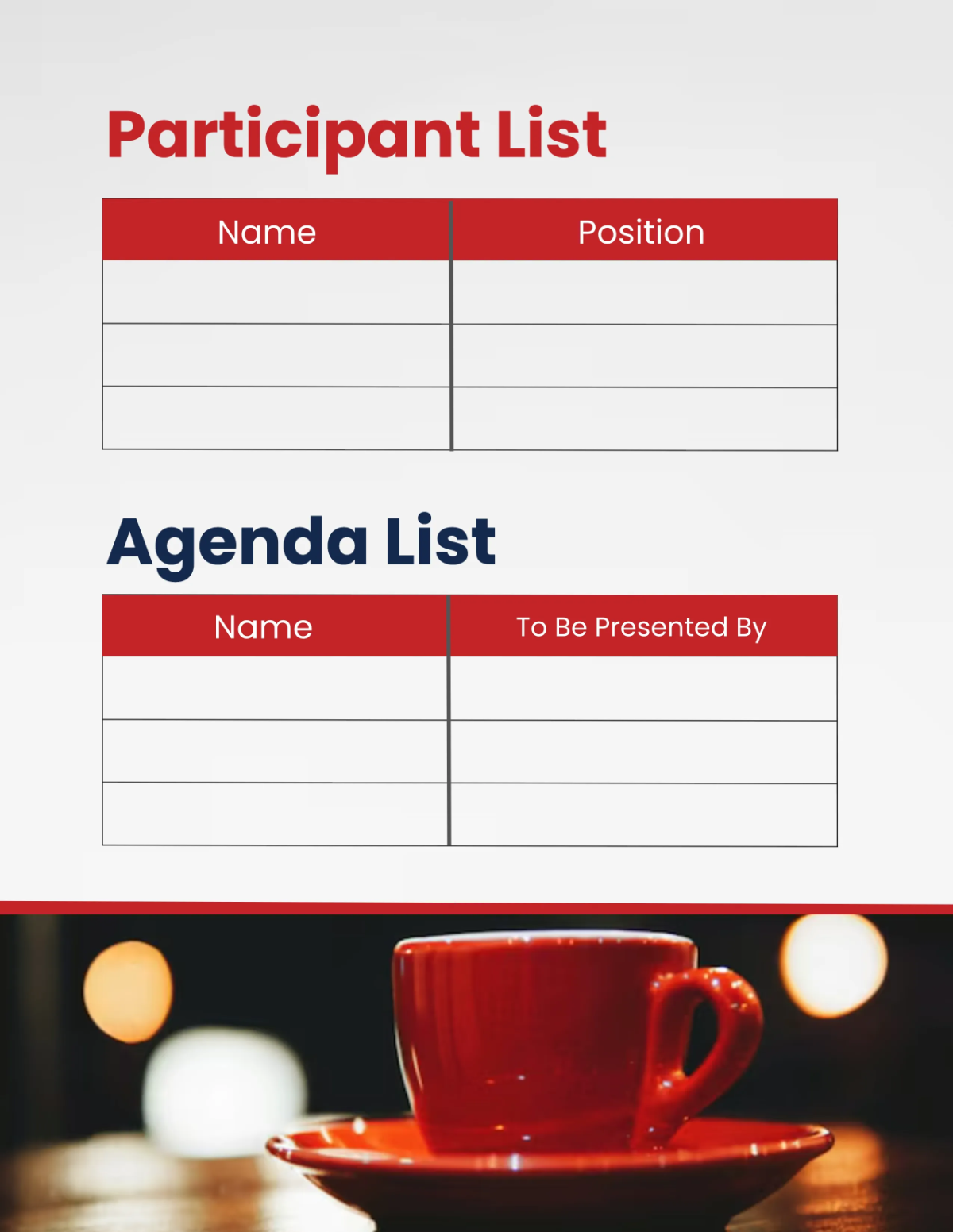 Free Cafe Meeting Planner Template to Edit Online