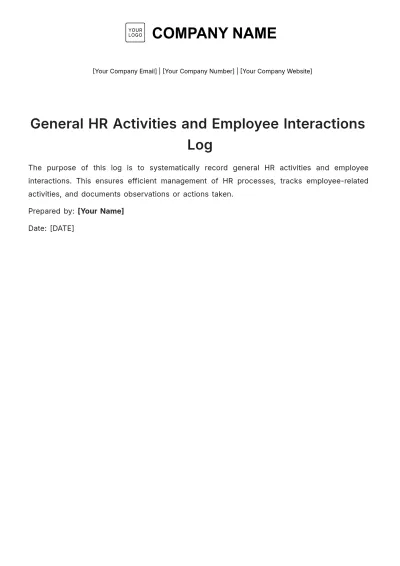 Free HR Log Notebook Template to Edit Online