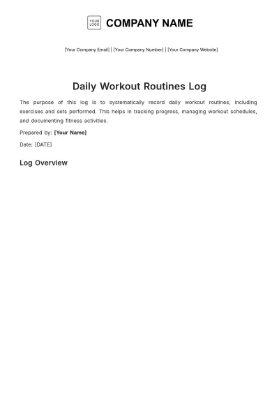 Free Workout Log Notebook Template to Edit Online
