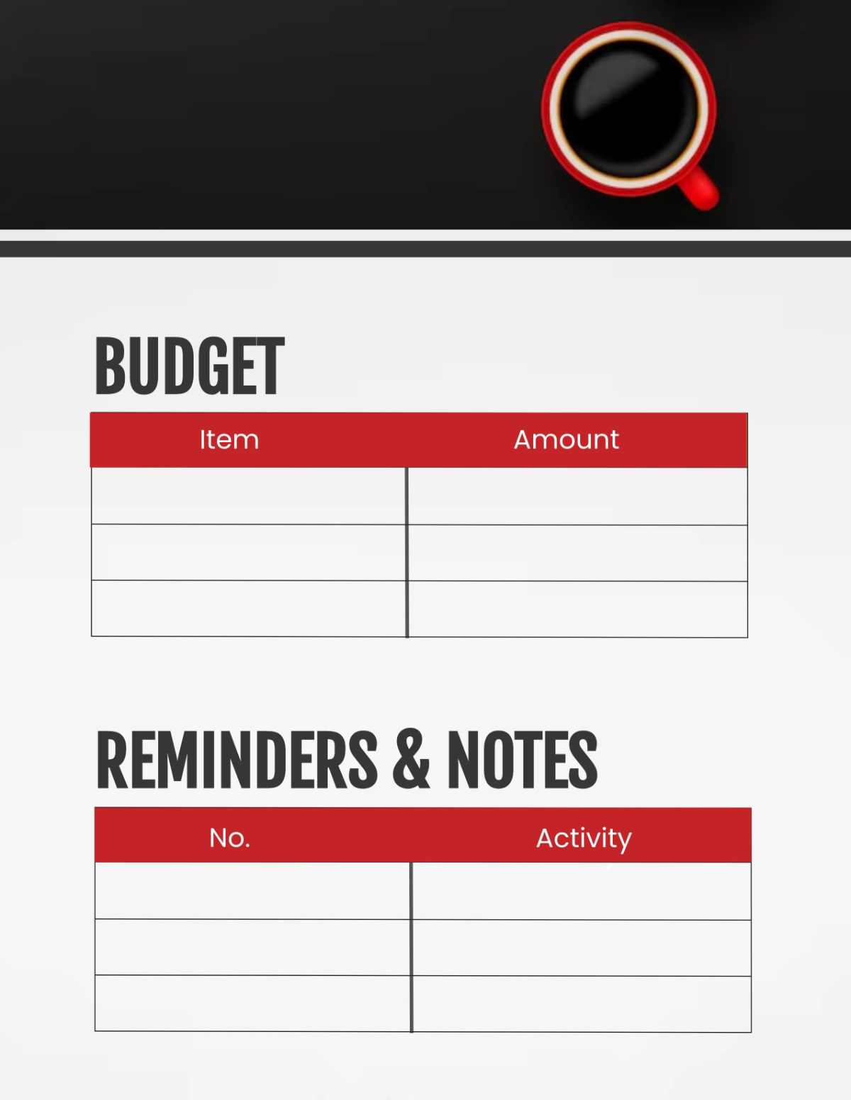 Free Cafe Special Event Planner Template to Edit Online