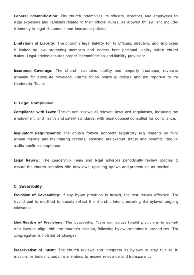 Free Church Baptist Bylaw Sample Template to Edit Online