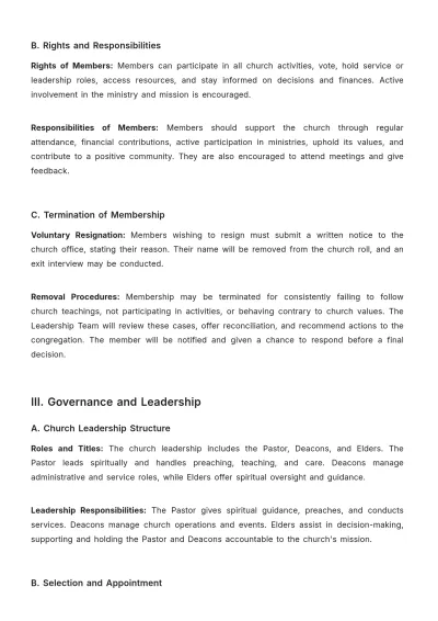 Free Church Baptist Bylaw Sample Template to Edit Online