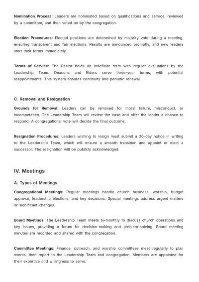 Free Church Baptist Bylaw Sample Template to Edit Online